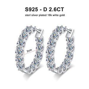 Certified 2.6ct D Color Moissanite Diamond Hoop Earring